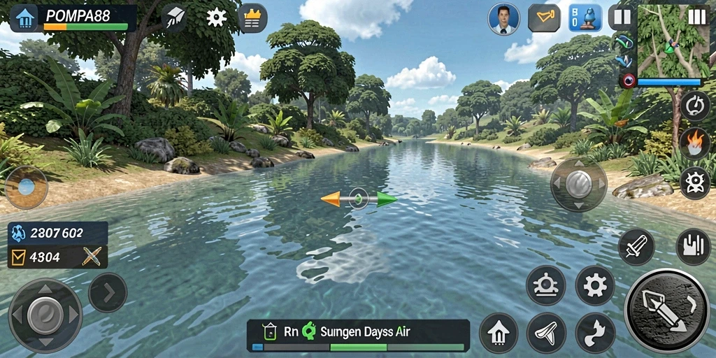 Tampilan gameplay realistis POMPA88 dalam simulasi pengelolaan air.